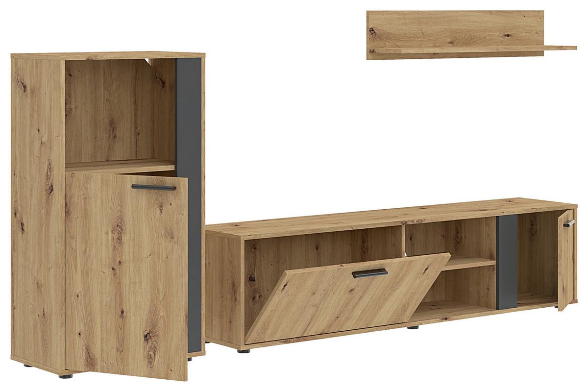 SKRINKA POD TV SLEDGE *CENOVÝ TRHÁK* - čierna/antracitová, Modern, kompozitné drevo/plast (170/42/33cm) - Based