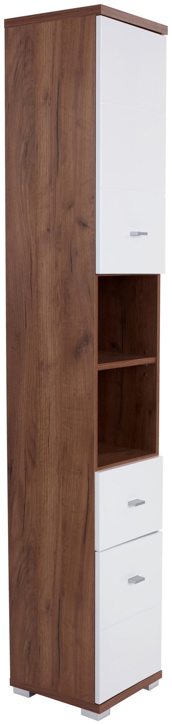 Schmaler Hochschrank mit natürlichem Look