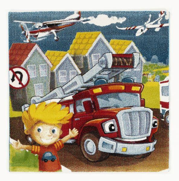 Kinderteppich Fahrzeug Bunt Kidsclub Action 140x140 cm - Multicolor, Basics, Textil (140/140cm)