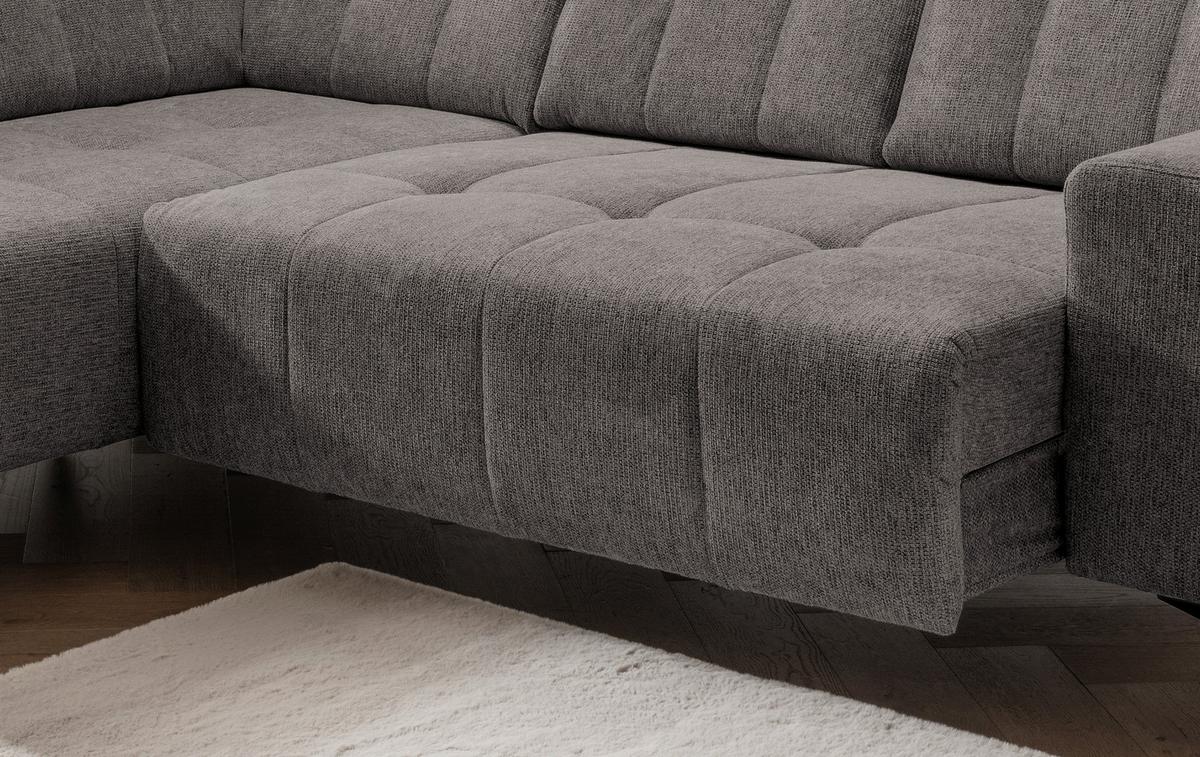 Ecksofa mit USB Anschluss Sano, Graubraun, S: 200x261 cm - Graubraun/Schwarz, MODERN, Textil (200/261cm) - Livetastic