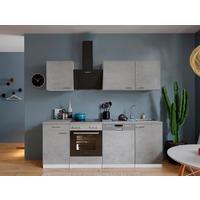 Küchenblock Malia B: 220 cm Grau, mit Geräte - Weiß/Grau, Basics, Holzwerkstoff (220cm) - Respekta