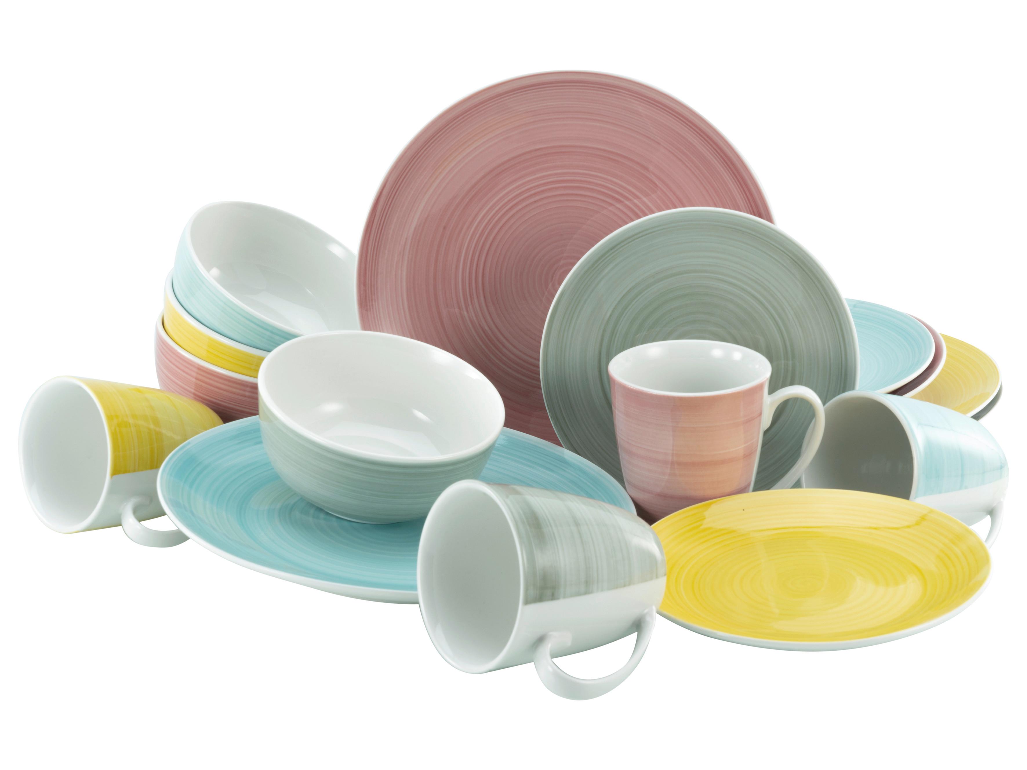 Kombiservice Porzellan 4 Personen Geschirr Set - Multicolor, Keramik (30/31,5/33cm) - Creatable