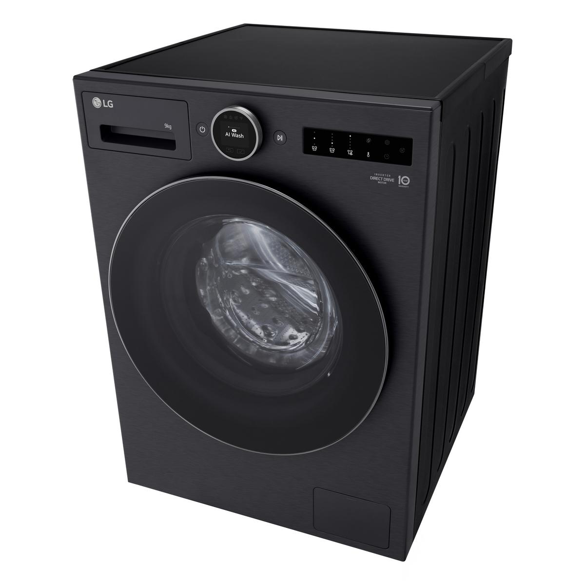 Waschmaschine F4WX9092B Füllmenge ca. 9 kg, Aquastop - Schwarz, Basics, Metall (60/89/56,5cm) - LG