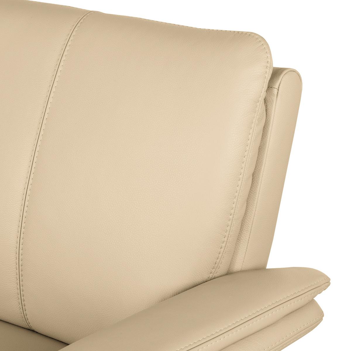 2,5-Sitzer Comodo Echtleder Beige B: 197 cm - Beige/Silberfarben, Design, Leder (197/90/88cm) - Livetastic