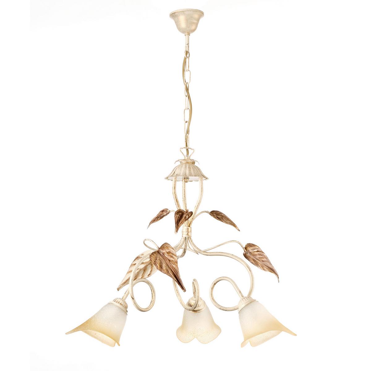 Kronleuchter 4647/3 - Beige/Weiß, Natur, Glas/Metall (40/40/110cm)