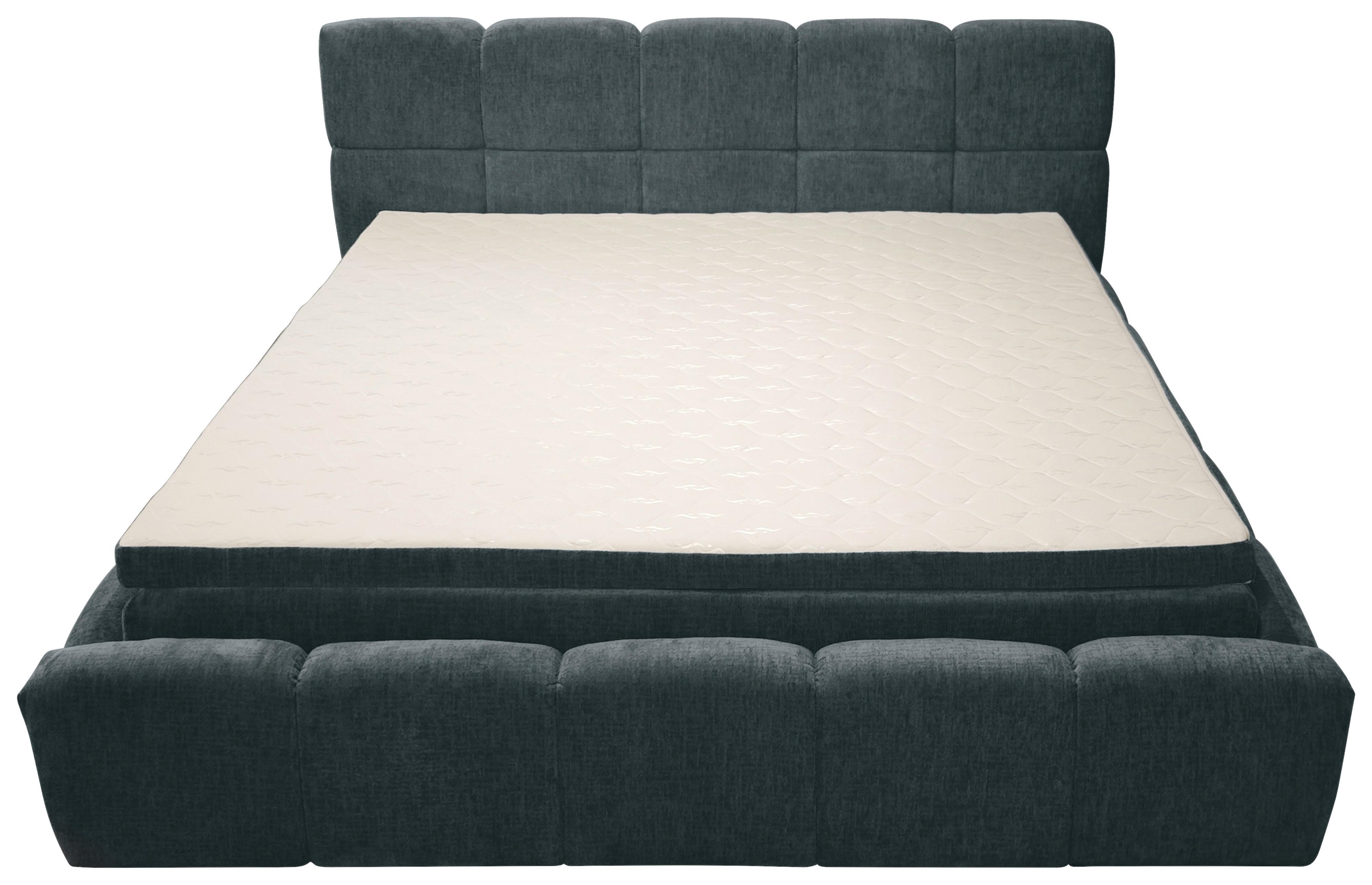 Polsterbett Noe Blau, Lf: 180x200 cm - Blau/Schwarz, Trend, Textil/Metall (180/200cm)