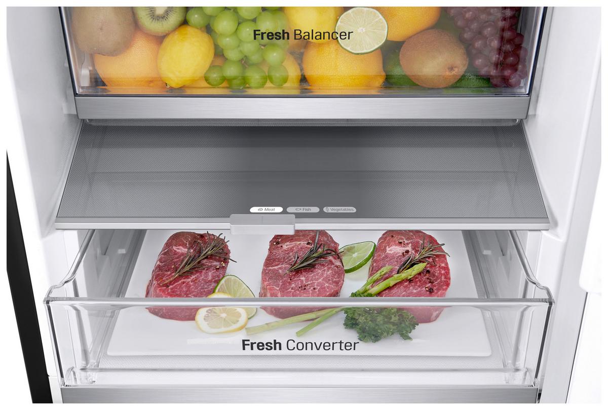 Kühl-Gefrier-Kombination Gbv7280aev - Schwarz, Basics, Glas/Kunststoff (59.5/203/67.5cm) - LG