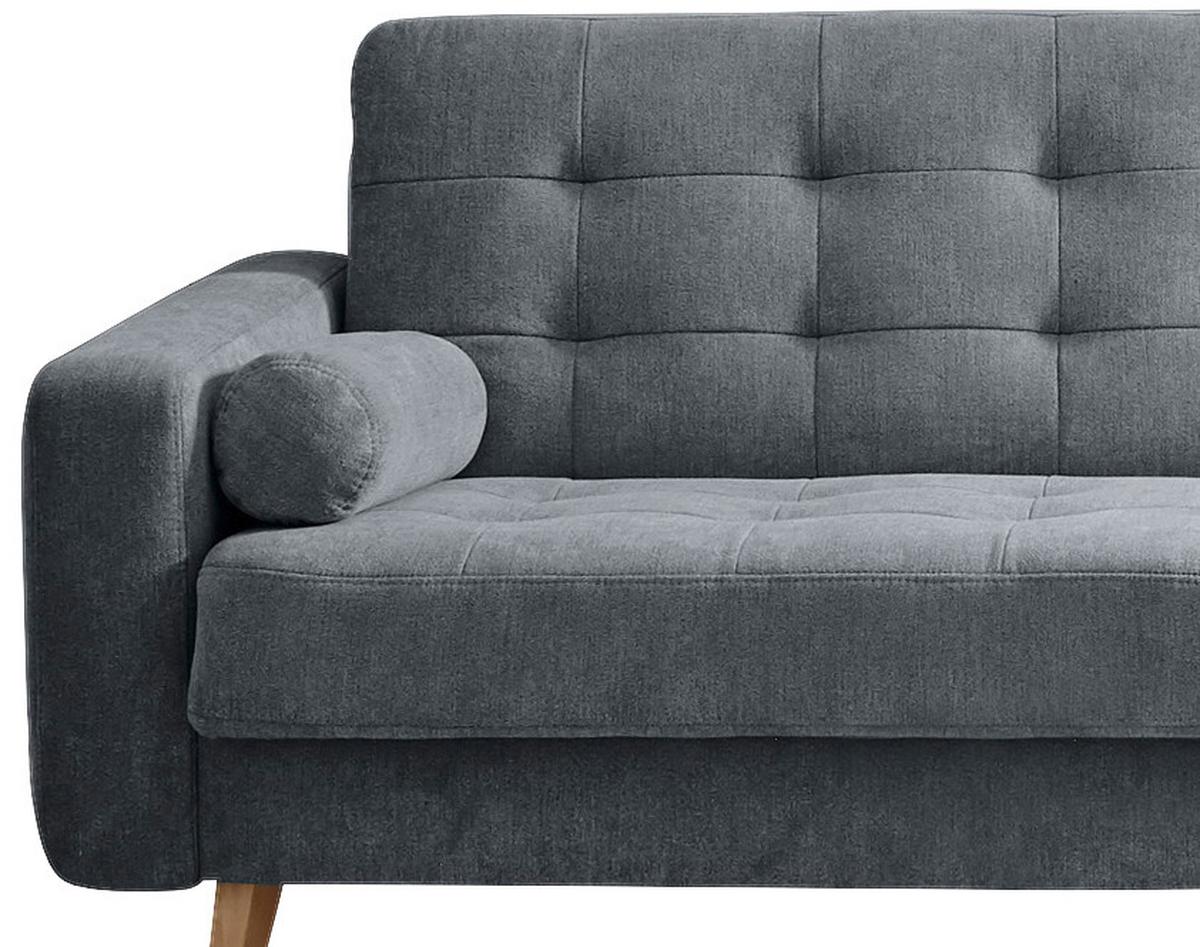 Schlafsofa Mit Bettkasten Und Kissen Fjord, Webstoff - Eichefarben/Anthrazit, MODERN, Holzwerkstoff/Textil (222/86/90cm) - MID.YOU