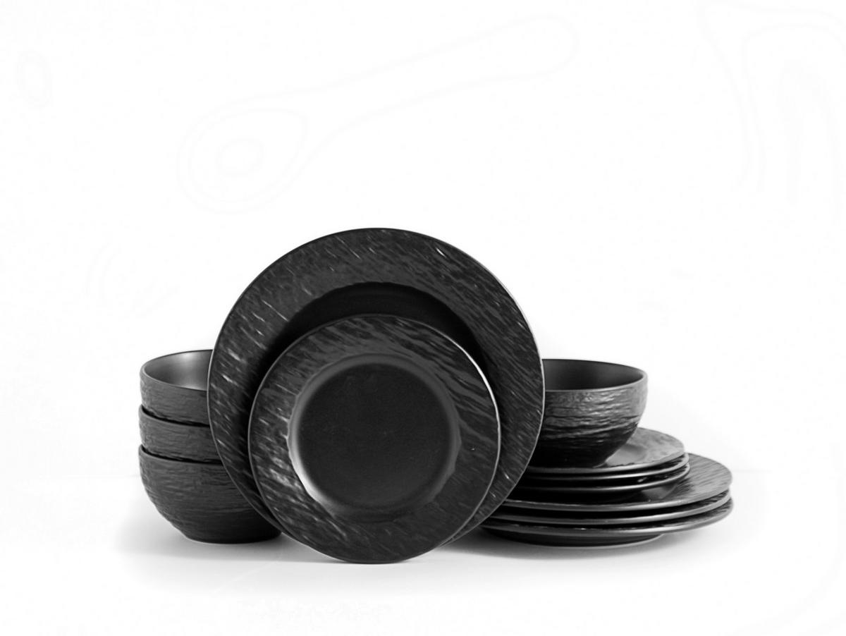 Tafelservice Schwarz 12-teilig - Schwarz, Basics, Keramik (6,44kg) - Echtwerk