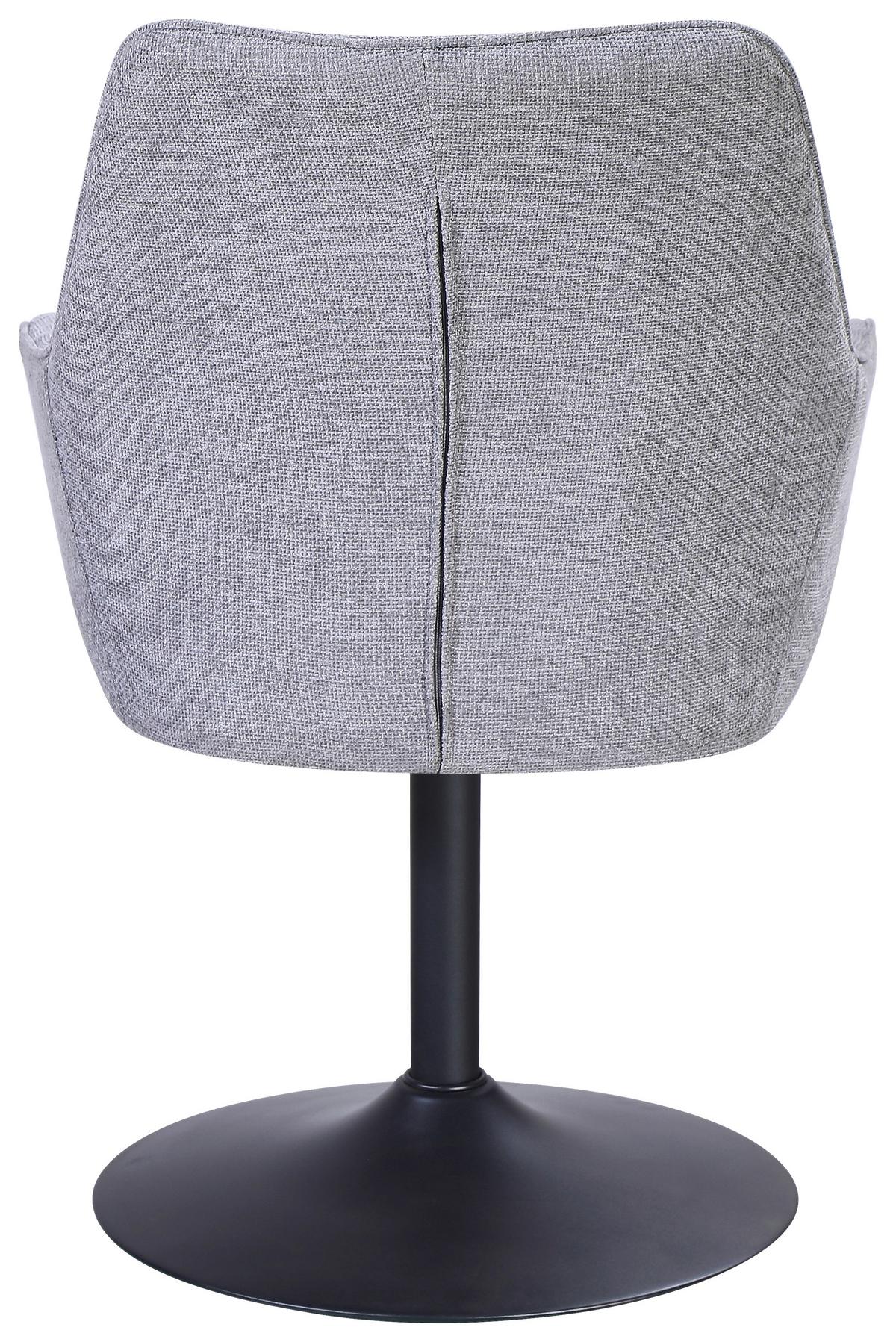 Armlehnstuhl Dany Leinenoptik Grau - Schwarz/Grau, MODERN, Textil/Metall (61/90/61cm) - MID.YOU