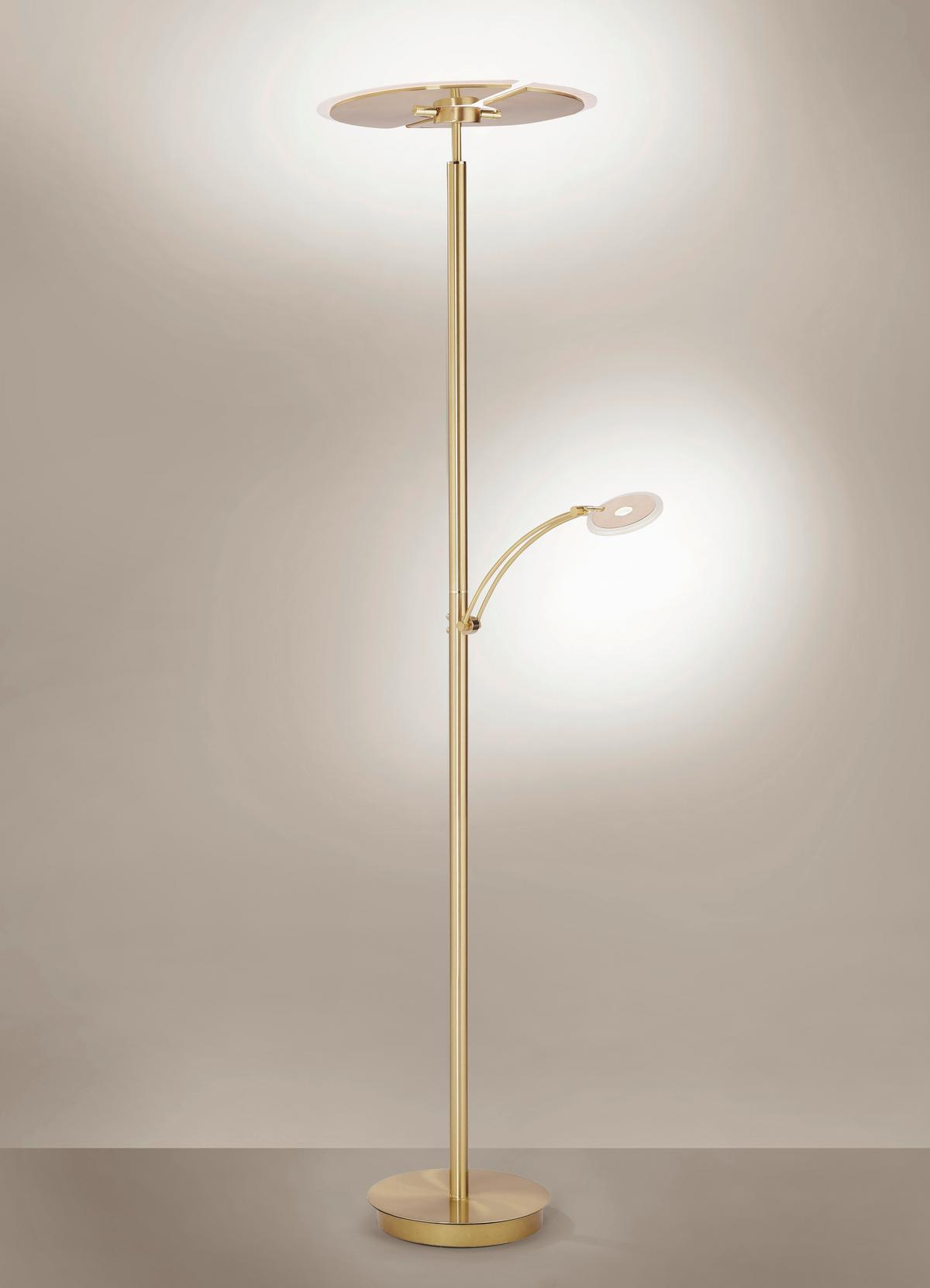 Led-stehlampe Artur Dimmbar Messingfarben Mit Leselampe - Messingfarben, Basics, Metall (62/444/200,3cm) - Paul Neuhaus