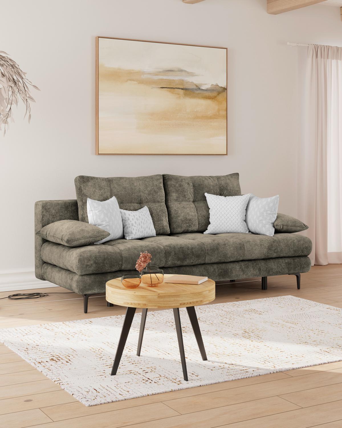 Schlafsofa Perla Mokka B: 203 cm - Schwarz/Mokka, KONVENTIONELL, Textil (203/94/96cm)