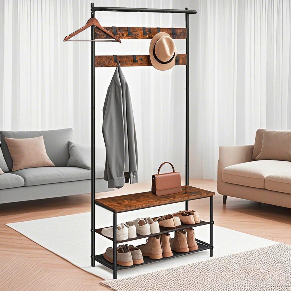PREDSIEŇOVÝ NÁBYTOK RUSTIC HNEDÁ, KOV ČIERNY - hnedá/čierna, Modern, kov/kompozitné drevo (84/180/32,2cm) - MID.YOU