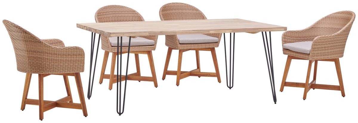 Gartensessel Melanie Aus Kunststoffgeflecht mit Polster - Hellbraun, MODERN, Holz/Kunststoff (62/86/64cm) - Beldano