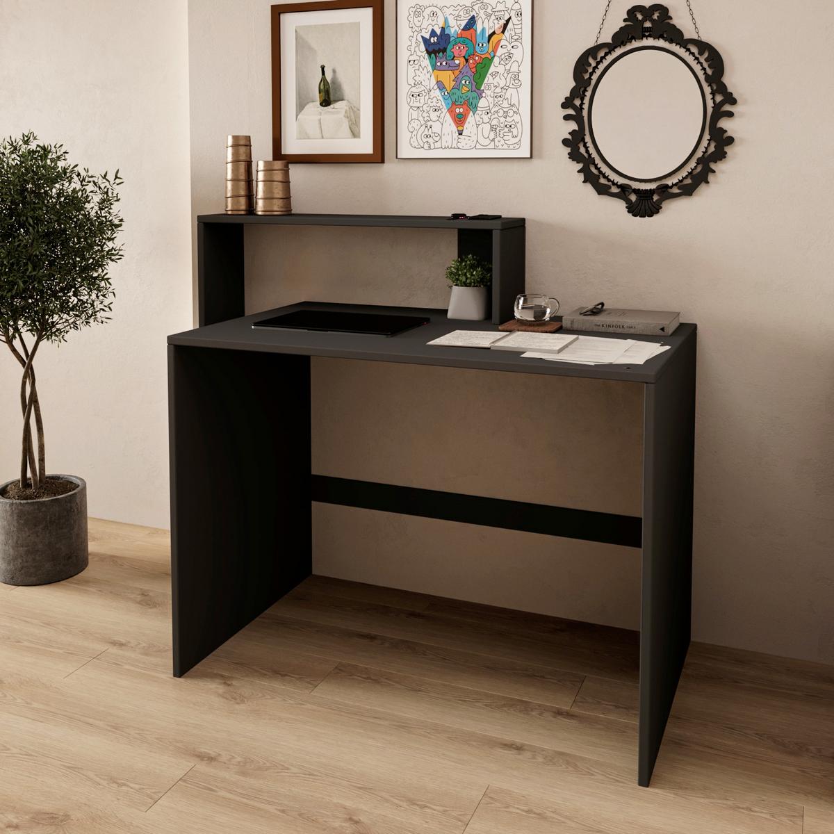 Schreibtischkombination Amber Anthrazit L: 150cm - Anthrazit, Design, Holzwerkstoff (150/55/96cm) - Livetastic