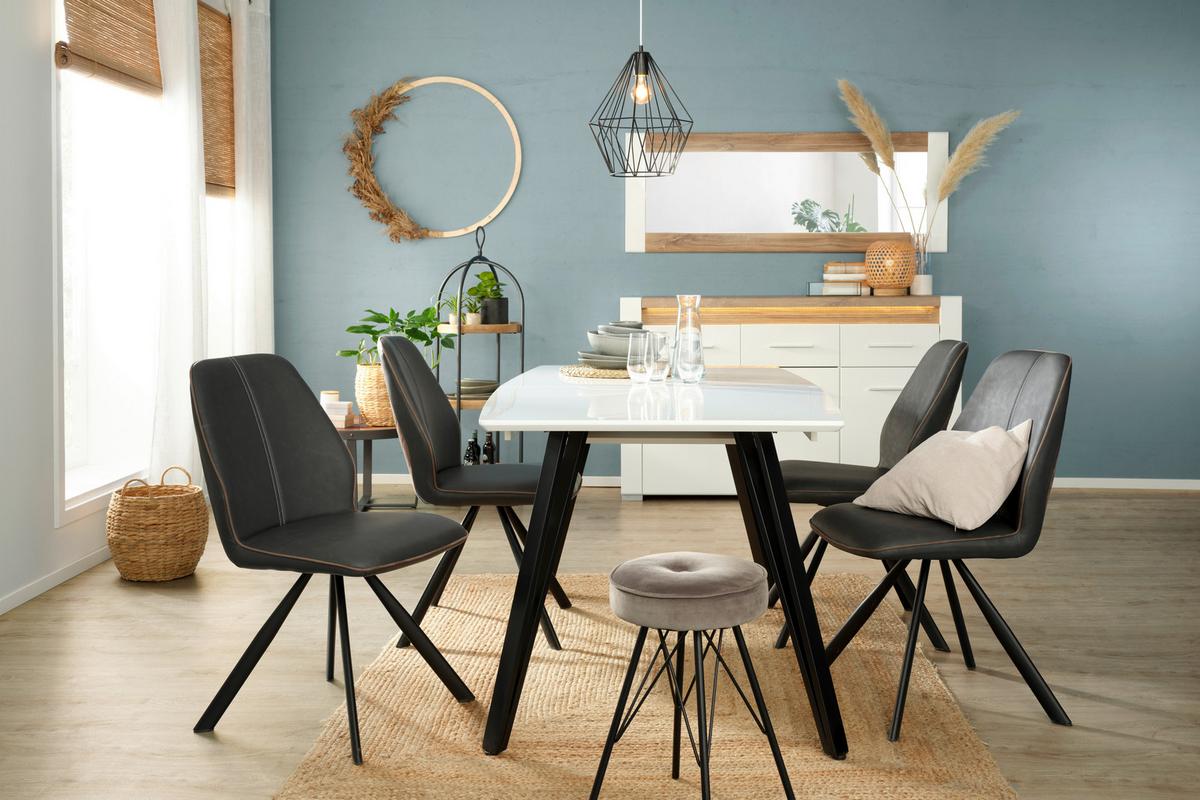 Rozťahovací stôl ISABELLE 160-240x90cm - čierna/biela, Modern, kov/kompozitné drevo (160-240/76/90cm) - Mömax