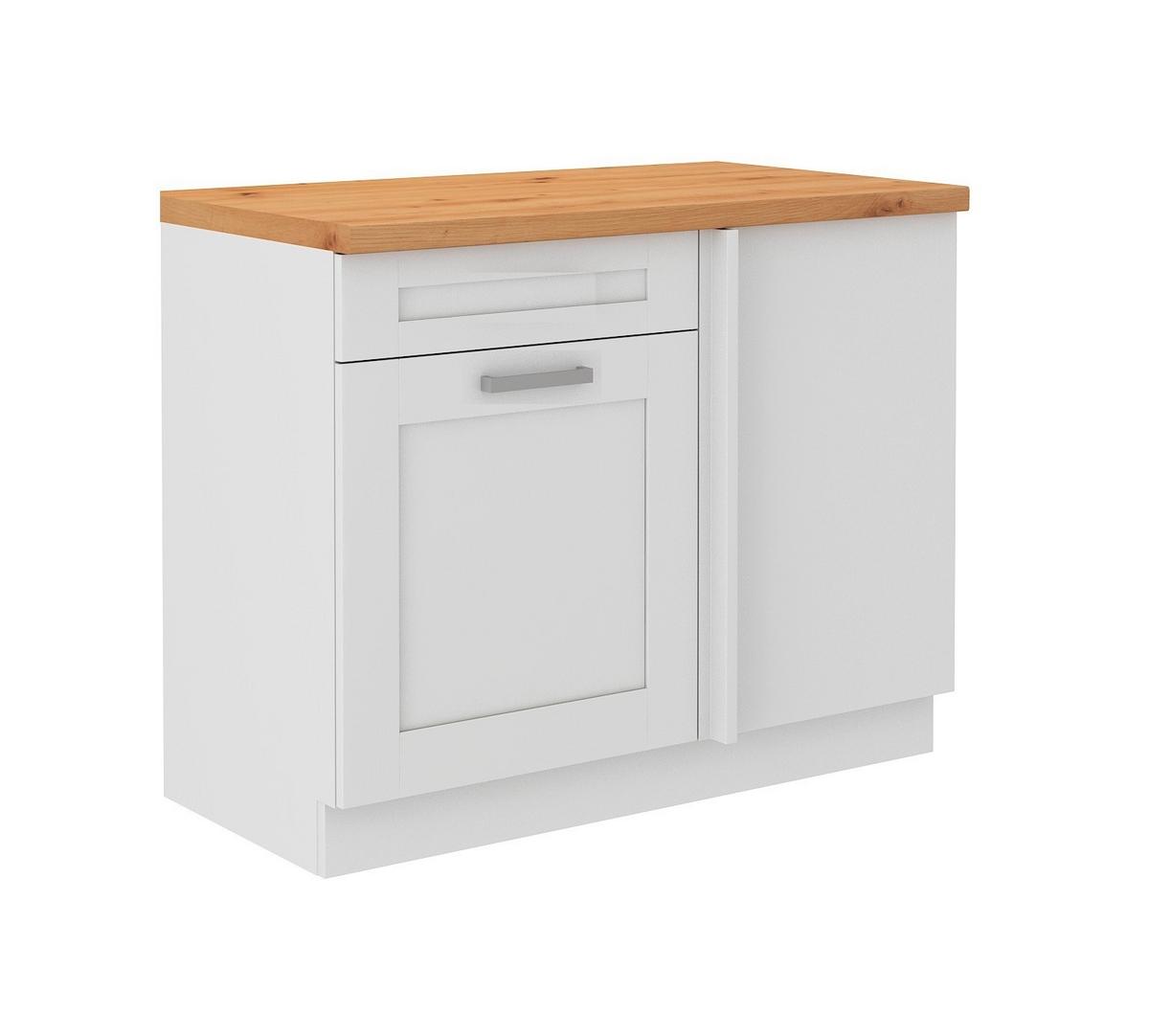 Eckunterschrank Luisa B: 110 cm Weiß - Weiß, ROMANTIK / LANDHAUS, Holzwerkstoff (110/86/60cm)