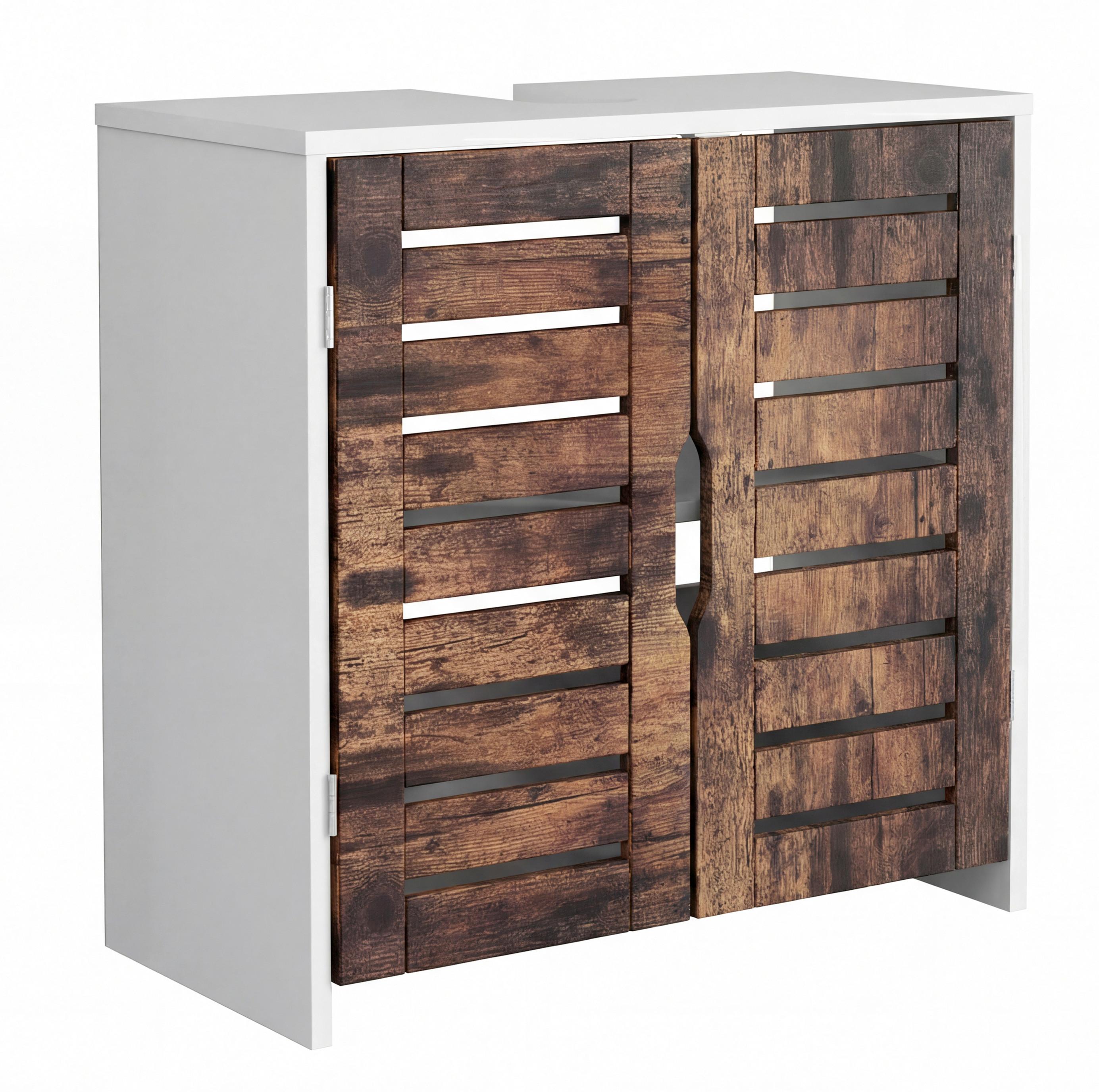 WASCHBECKENUNTERSCHRANK Weiß/Eichefarben B: 60cm - Eichefarben/Weiß, Trend, Holzwerkstoff (60/60/29cm) - MID.YOU