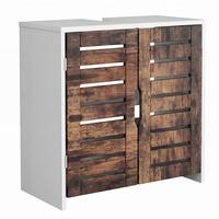 WASCHBECKENUNTERSCHRANK Weiß/Eichefarben B: 60cm - Eichefarben/Weiß, Trend, Holzwerkstoff (60/60/29cm) - MID.YOU