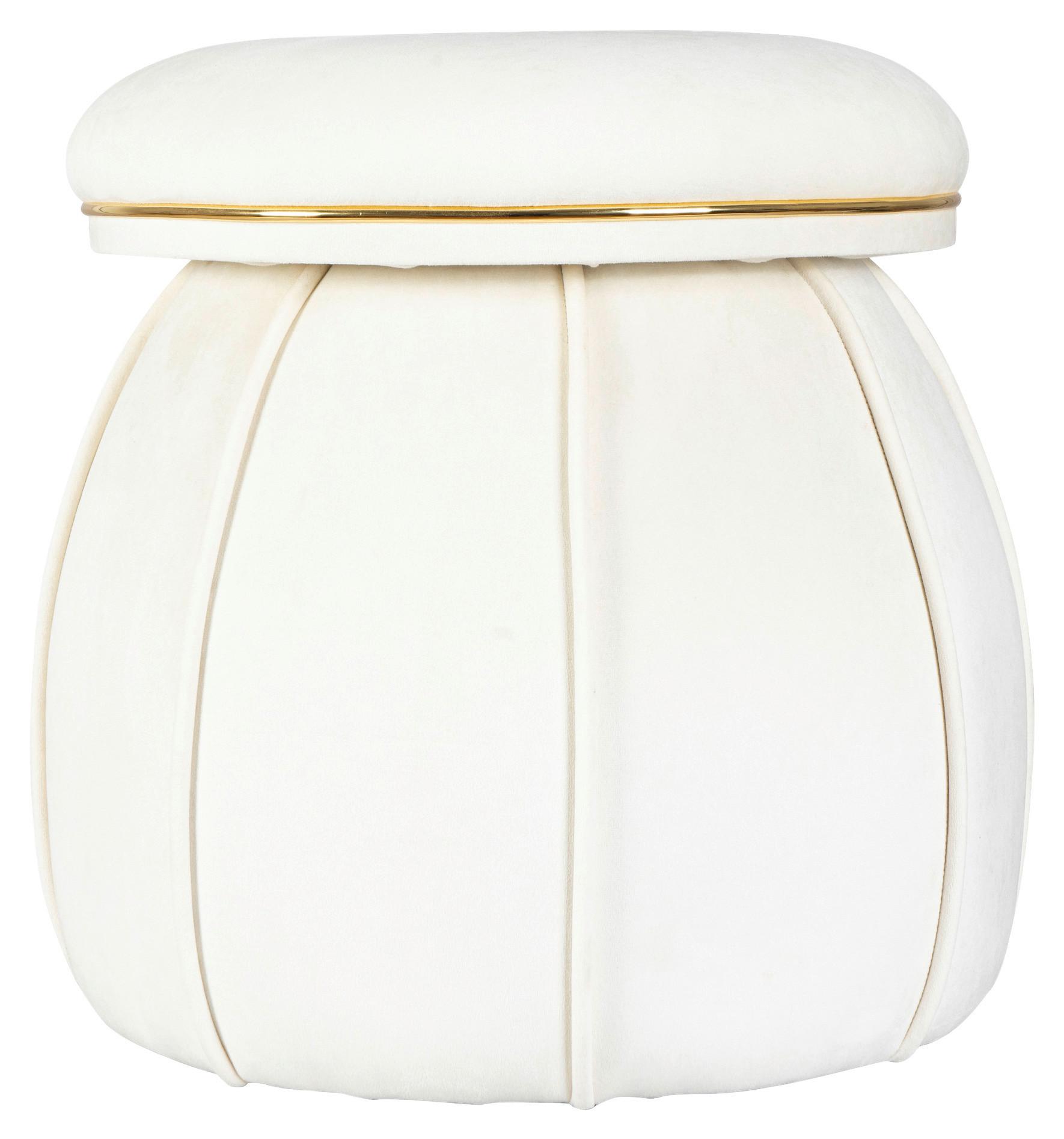 Hocker Corin 125 Goldfarben/beige D: 51,5 Cm - Beige/Goldfarben, Design, Textil (51,5/55cm) - Kayoom