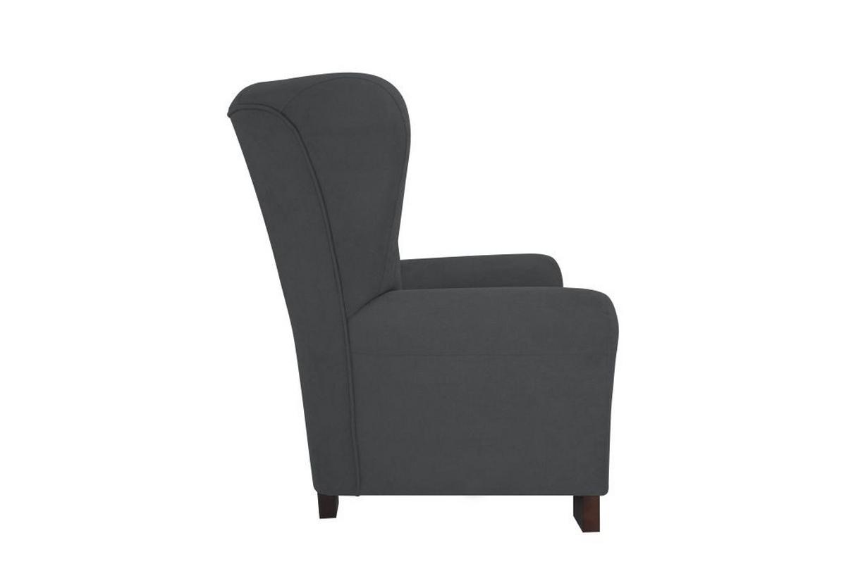 Křeslo ušák CHANDLER, grafitová - barvy grafitu/hnědá, Design, dřevo/kompozitní dřevo (95/109/97cm) - Ondega