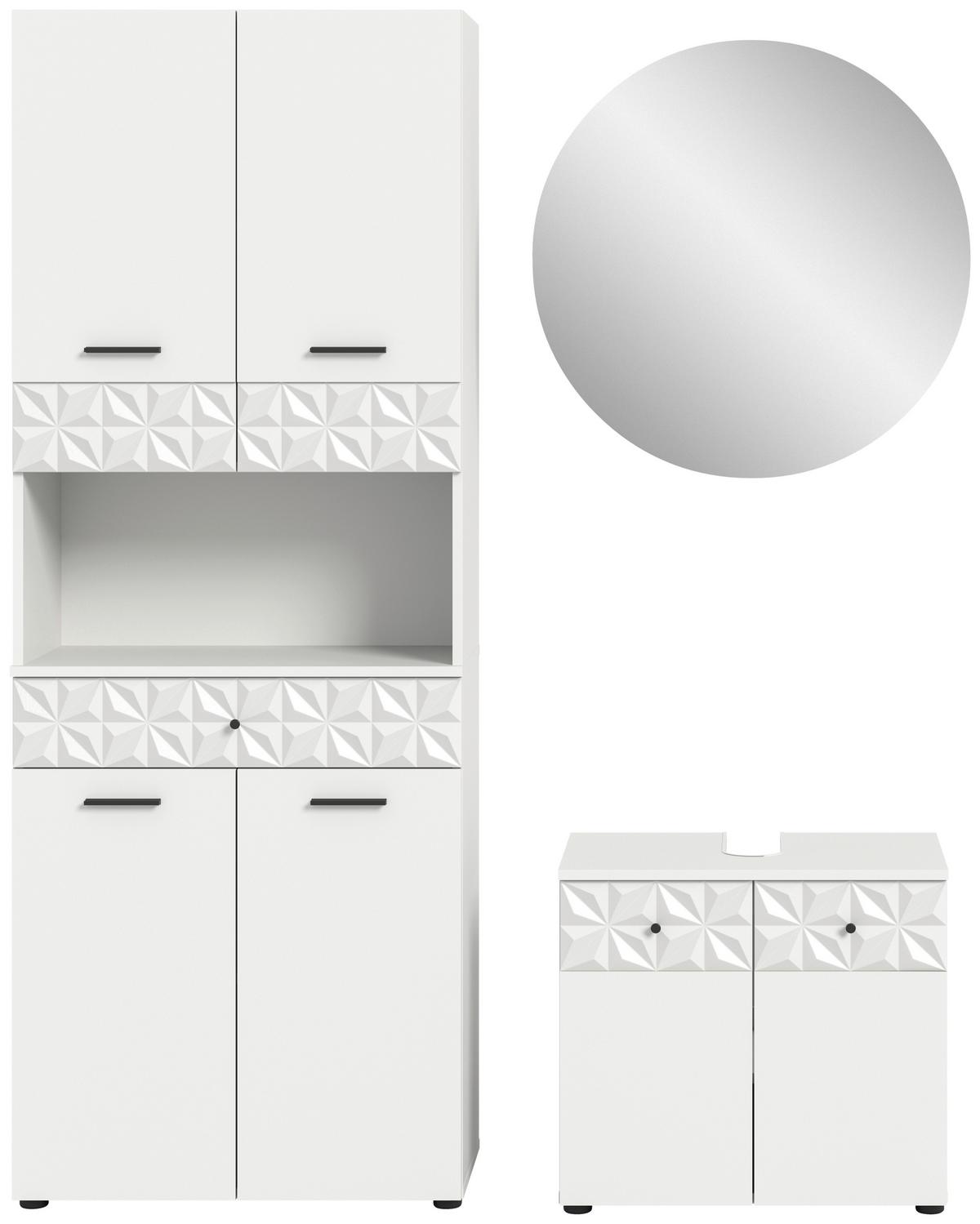 Badezimmer Prisma Weiß B: 130 Cm - Schwarz/Weiß, MODERN, Glas/Holzwerkstoff (130cm) - MID.YOU