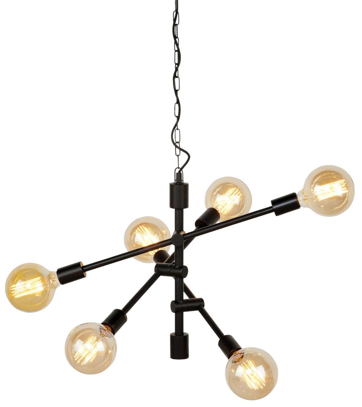 Hängeleuchte Nashville H: 248 cm 6-Flammig - Schwarz, Design, Metall (76/248cm) - It's about Romi