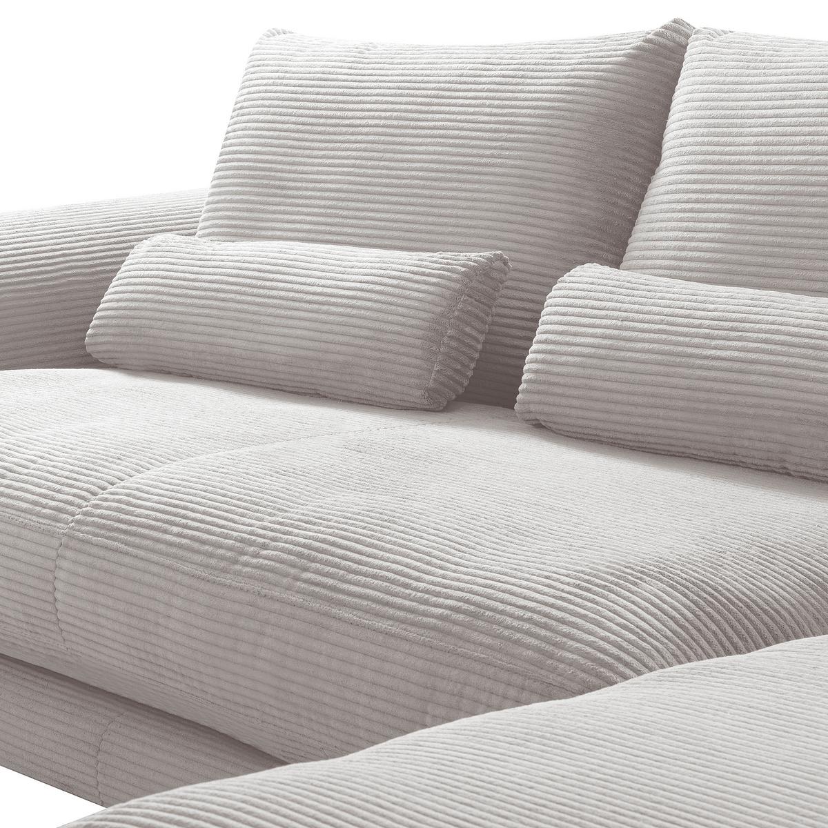 Ecksofa Berlin Hellgrau Cord 313x172 cm - Hellgrau/Schwarz, Design, Textil (313/172cm) - P & B
