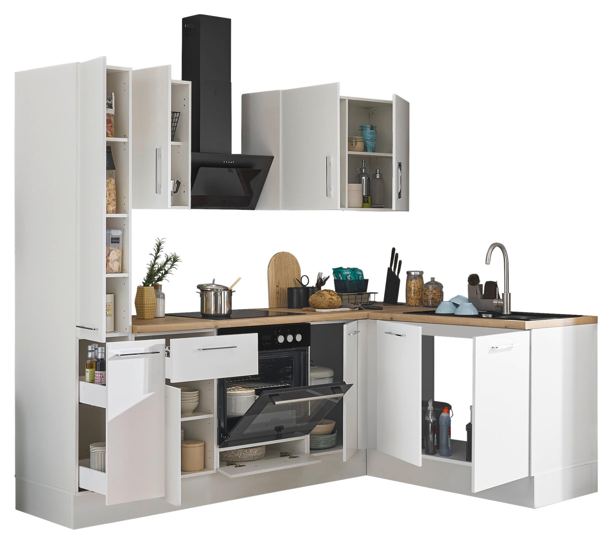 Eckküche Turin Weiß/Eiche Dekor 240x165 cm - Weiß/Eiche Artisan, Basics, Holzwerkstoff (240/165cm) - MID.YOU