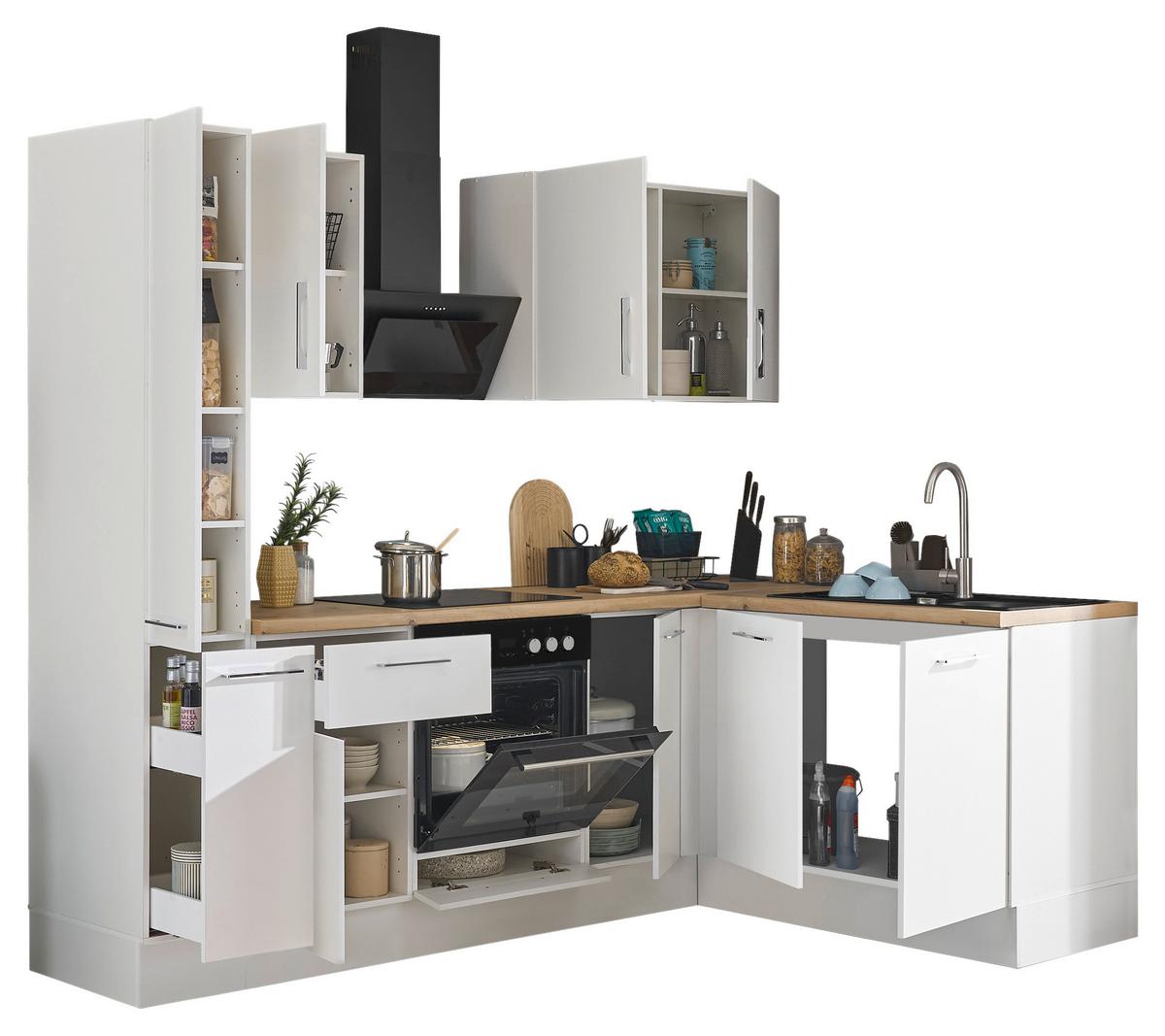 Eckküche Turin Weiß/Eiche Dekor 240x165 cm - Weiß/Eiche Artisan, Basics, Holzwerkstoff (240/165cm) - MID.YOU