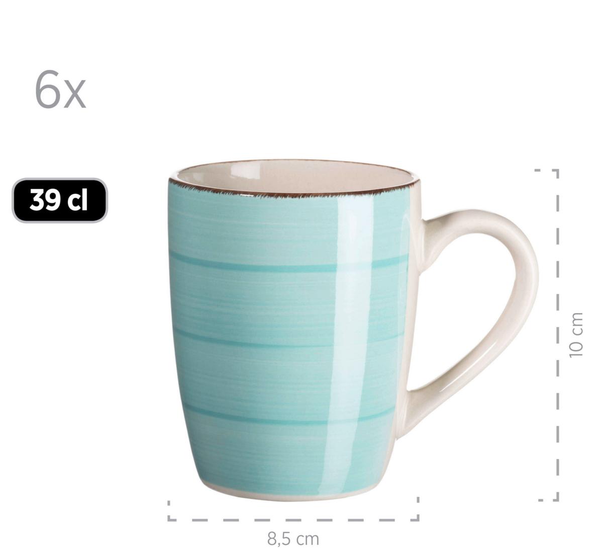 Kaffeebecherset Lumaca Steinzeug, Türkis, 6-Teilig - Türkis, Basics, Keramik (8,5/10cm) - Mäser