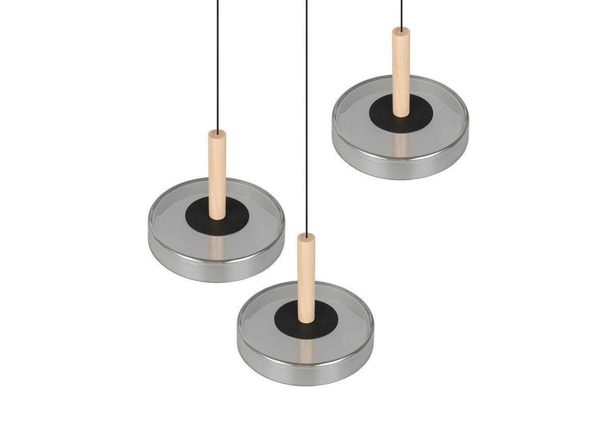 LED-Pendelleuchte 354930332 Celeste - Schwarz/Grau, Design, Glas/Metall (35/200cm) - Trio Leuchten