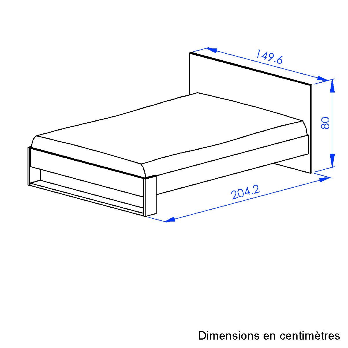 Bett NAEL 140x200 cm - Eichefarben/Schwarz, Basics, Holzwerkstoff (140/200cm)
