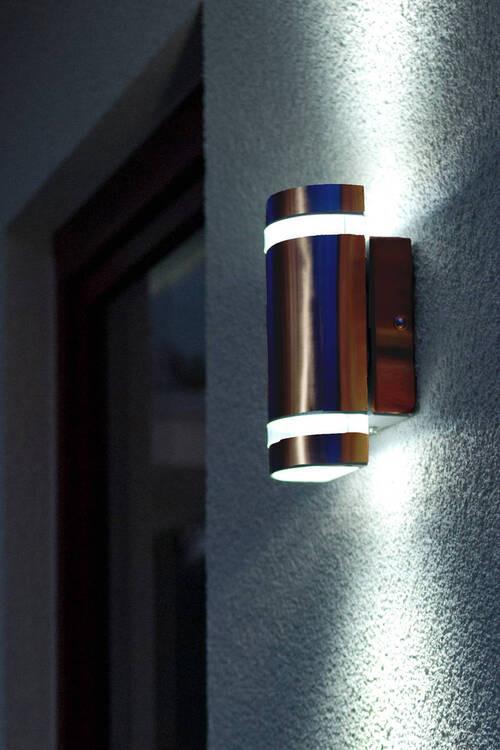Außenwandleuchte Focus 35w Glas Edelstahl, Wandmontage - Klar/Edelstahlfarben, Design, Glas/Metall (23,5/11/10,9cm)