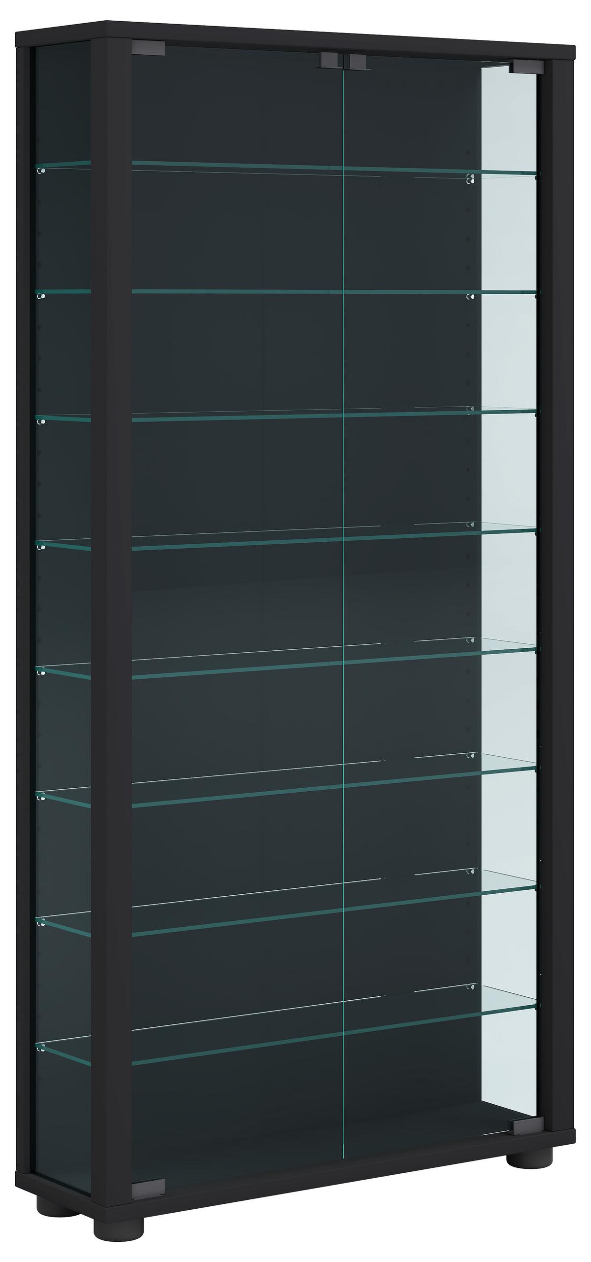 Vitrine Lumo Schwarz B: 59 cm - Schwarz, MODERN, Glas/Holzwerkstoff (59/114,8/18cm) - MID.YOU