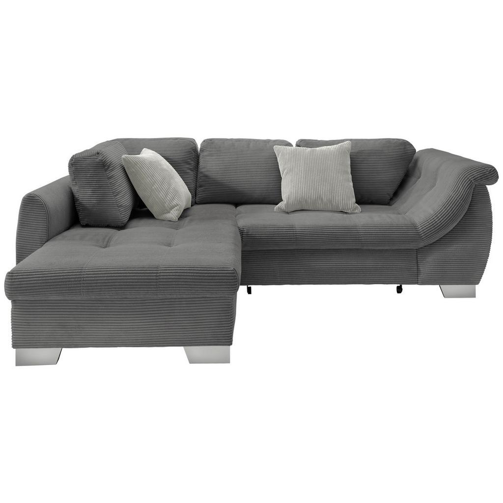 Ecksofa mit Schlaffunktion Flora Grau Cord