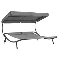 Doppel-Sonnenliege Sintra Stahl, Textil mit Rollen - Grau, MODERN, Kunststoff/Textil (200/165/200cm) - Luca Bessoni