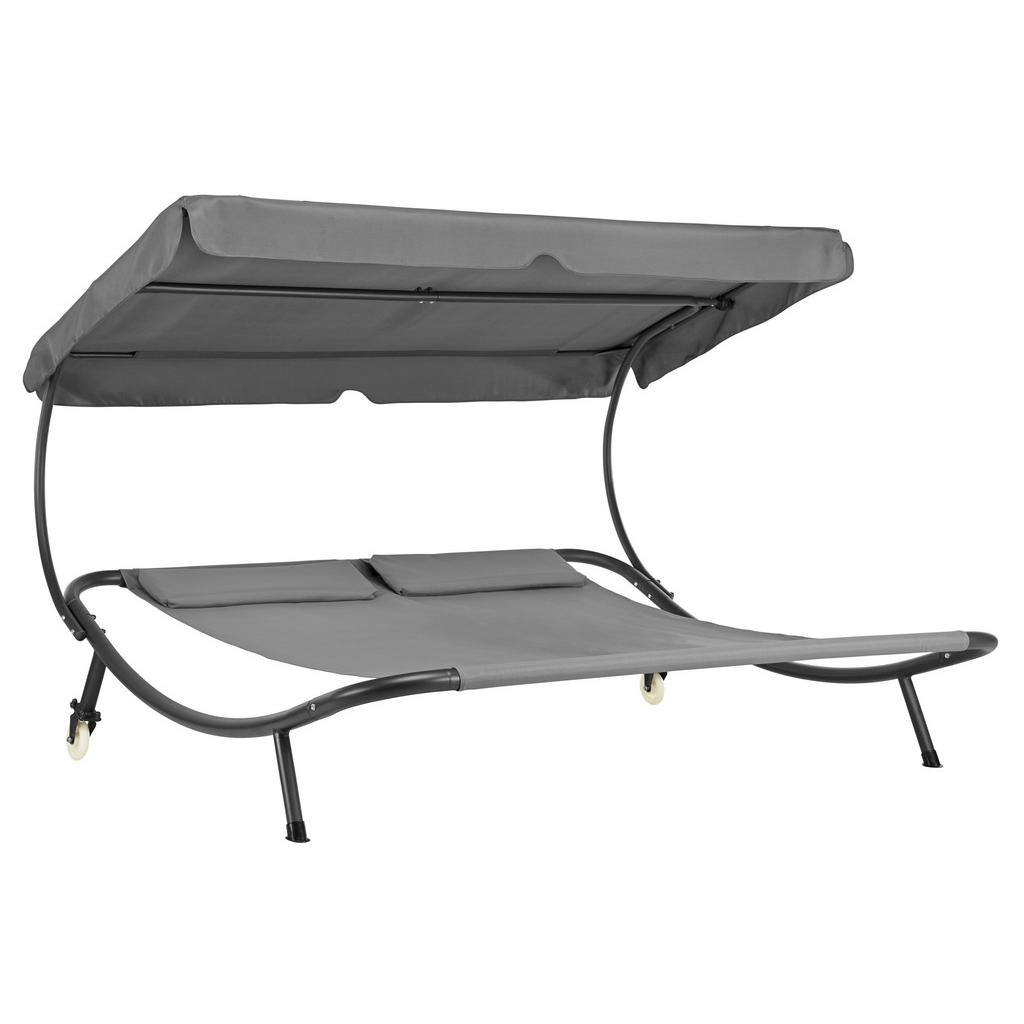 Doppel-Sonnenliege Sintra Stahl, Textil mit Rollen