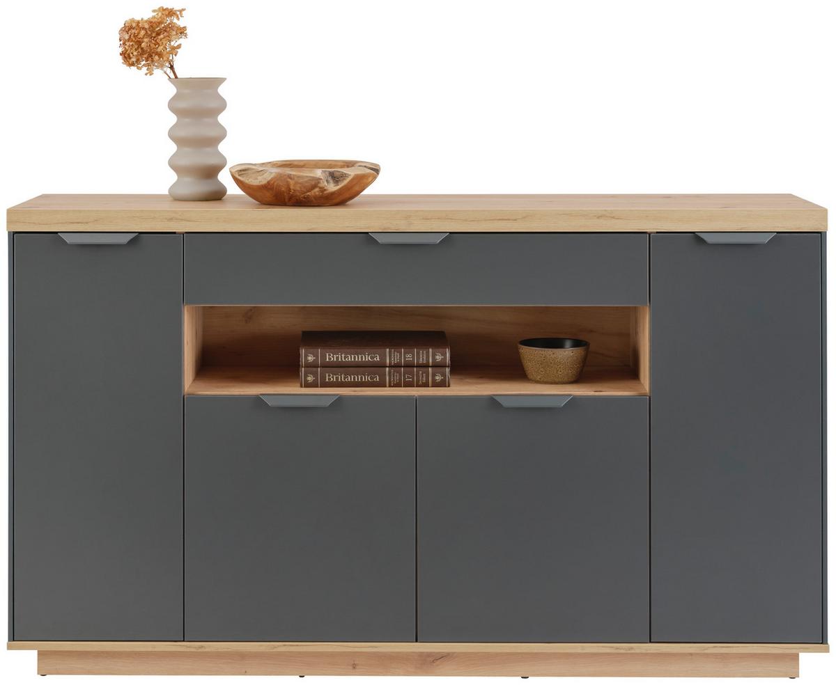 Sideboard Jake Anthrazit/Eiche Dekor B: 153cm - Anthrazit/Eiche Artisan, Trend, Holzwerkstoff (153/92/38cm)