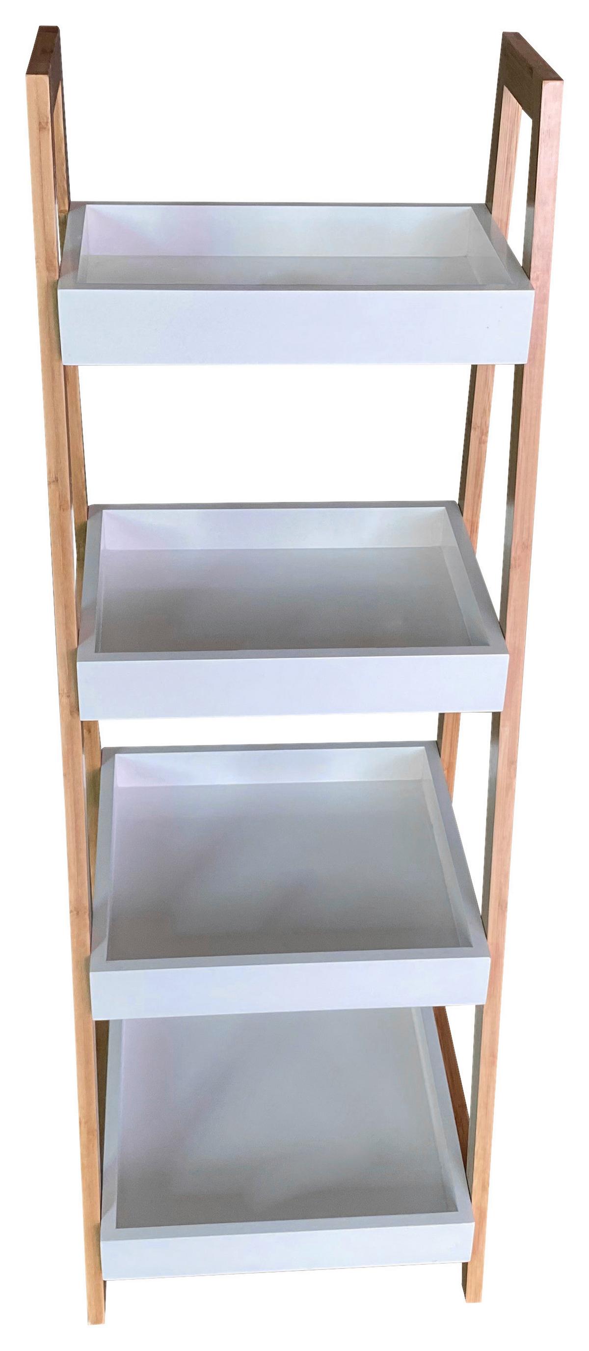 Regal Liane 2 B: 34 cm Bambus massiv/Weiß - Naturfarben/Weiß, MODERN, Naturmaterialien/Holzwerkstoff (34/98/35cm)