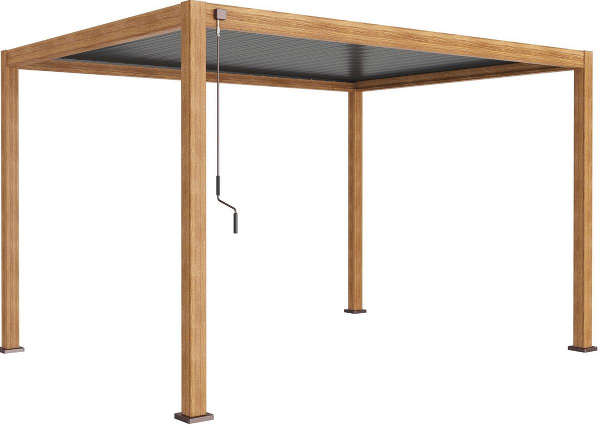 PERGOLA DELUXE 400X300CM HOLZOPTIK - Anthrazit/Braun, MODERN, Metall (400/250/300cm) - Gardenson