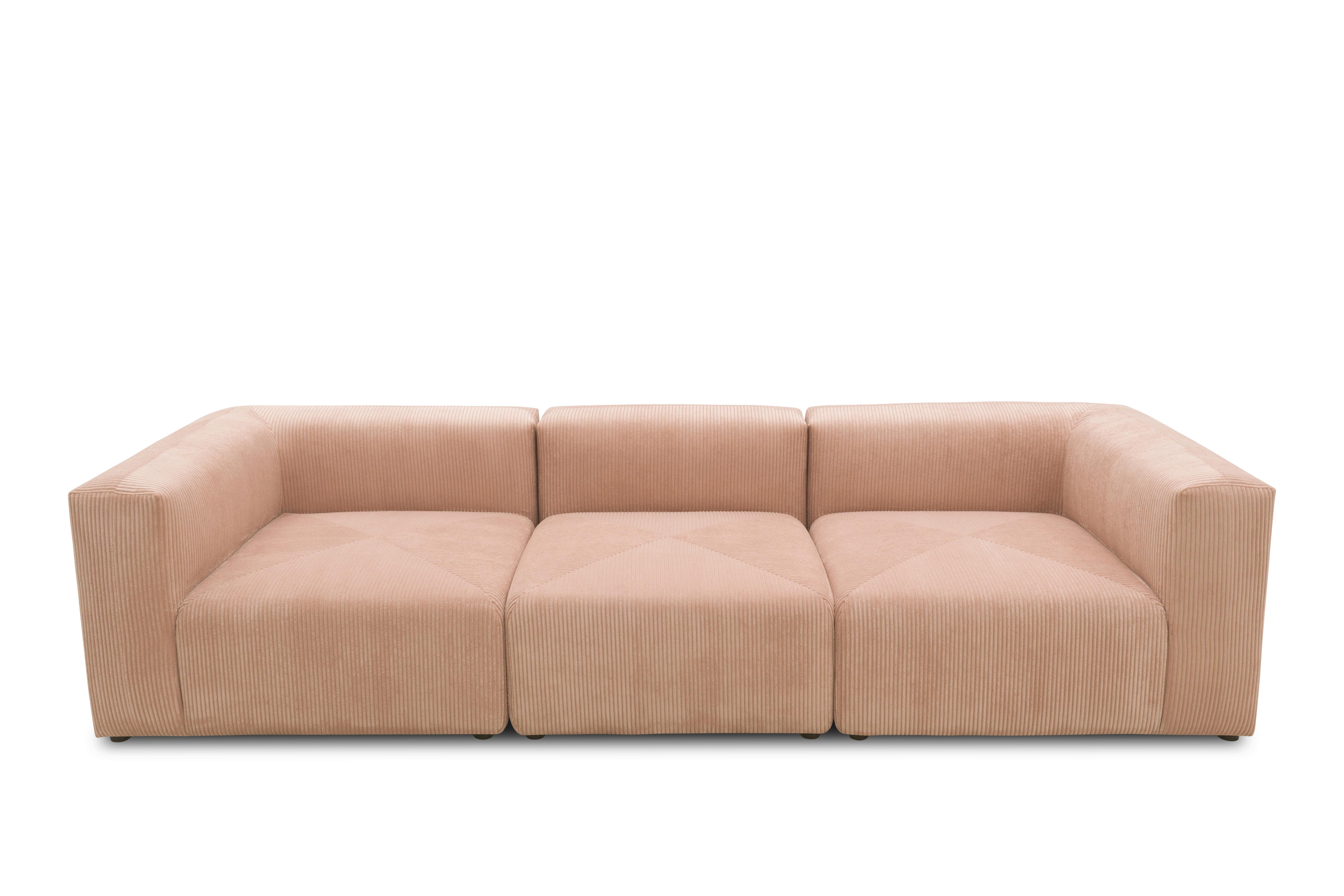 3-sitzer-sofa Rosa, Roségold B: 301 Cm - Roségold/Schwarz, Design, Textil (301/69/108cm) - MID.YOU
