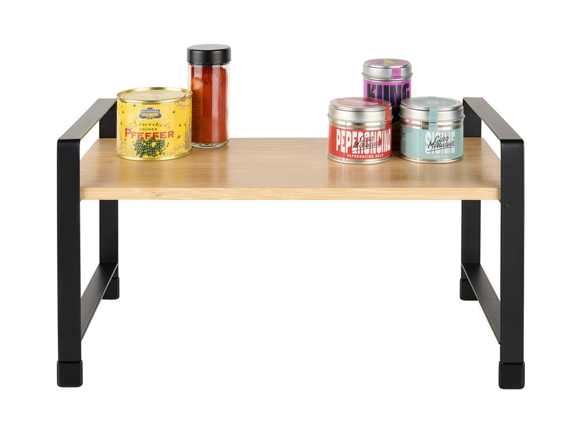 Kuchyňský regál RITA - 1 - černá/přírodní barvy, Moderní, kov/přírodní materiály (40/20/23cm) - Mömax