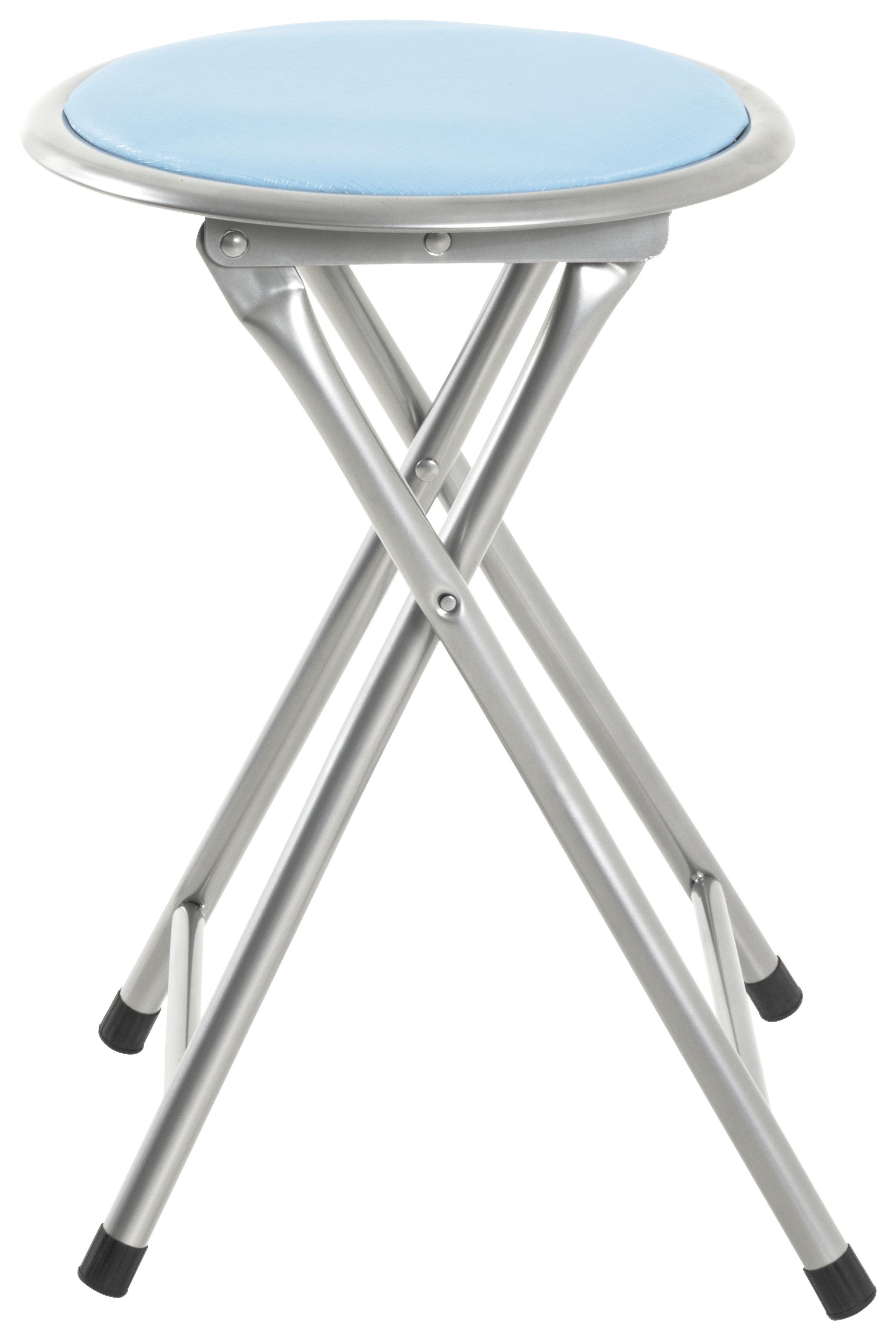 Klapphocker Ouzo Stahlrohr Alu/lederlook Blau H: 45 Cm - Blau/Schwarz, MODERN, Kunststoff/Metall (30/45/30cm)