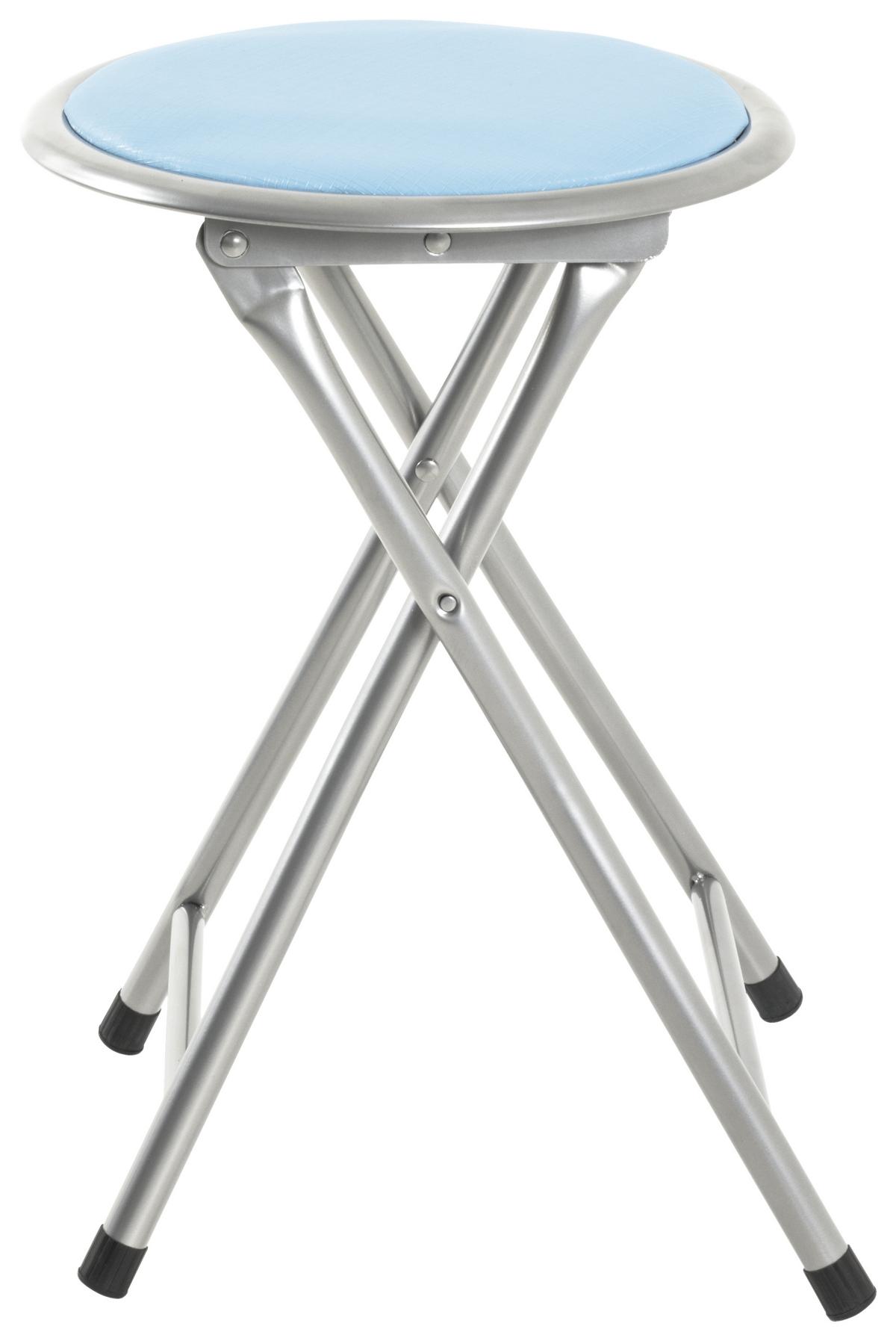 Klapphocker Ouzo Stahlrohr Alu/lederlook Blau H: 45 Cm - Blau/Schwarz, MODERN, Kunststoff/Metall (30/45/30cm)