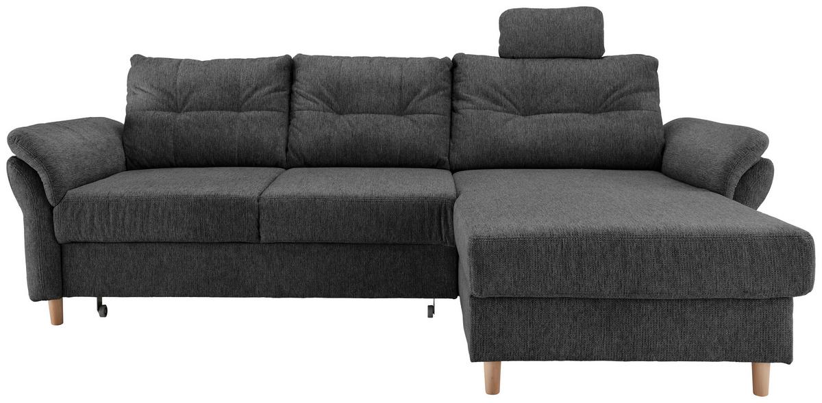 Ecksofa Brizzini inkl. Bettkasten, Anthrazit, 250x176 - Anthrazit/Naturfarben, MODERN, Textil (250/176cm) - Livetastic