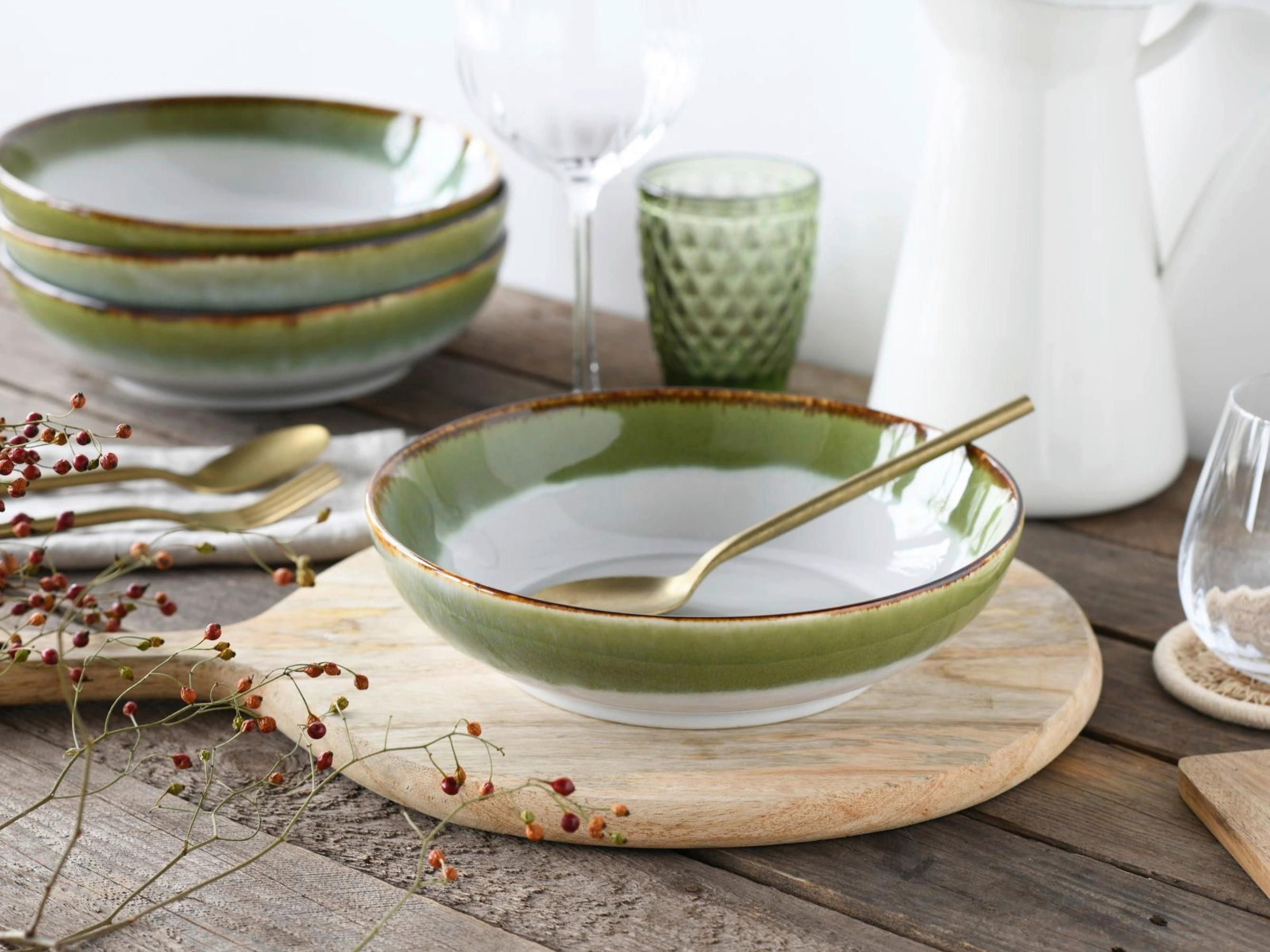 Mísa CASCADE - zelená, Moderní, keramika (22,5/6cm) - Creatable