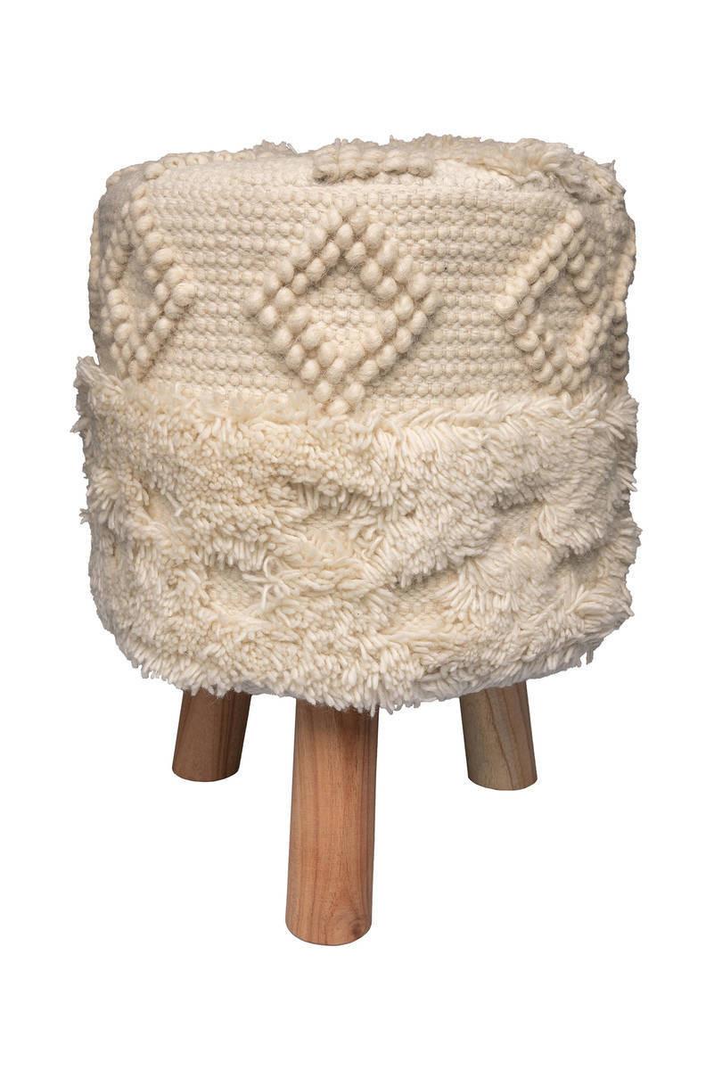Hocker Bohist Makramee/ Echtholz Naturfarben H: 50 Cm - Naturfarben/Akaziefarben, Trend, Textil (38/50/38cm) - Kayoom