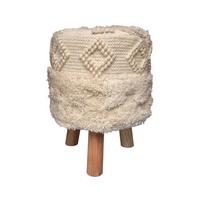 Hocker Bohist Makramee/ Echtholz Naturfarben H: 50 Cm - Naturfarben/Akaziefarben, Trend, Textil (38/50/38cm) - Kayoom