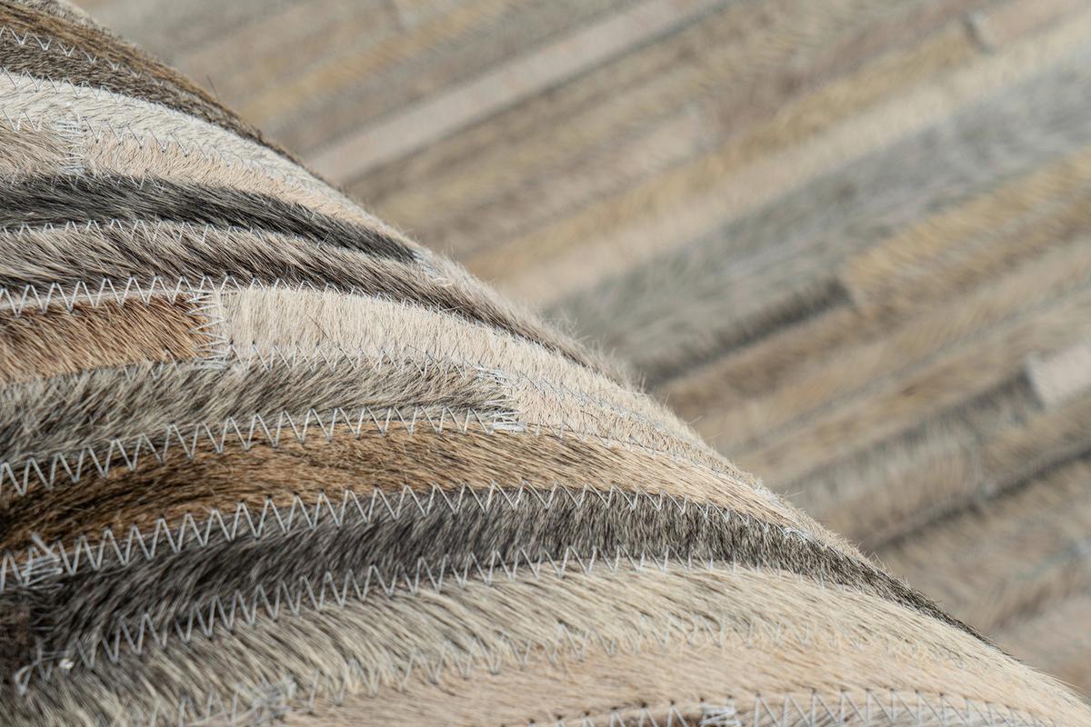 Lederteppich Ravi 300 - Creme/Schwarz, KONVENTIONELL, Leder (120/170cm)